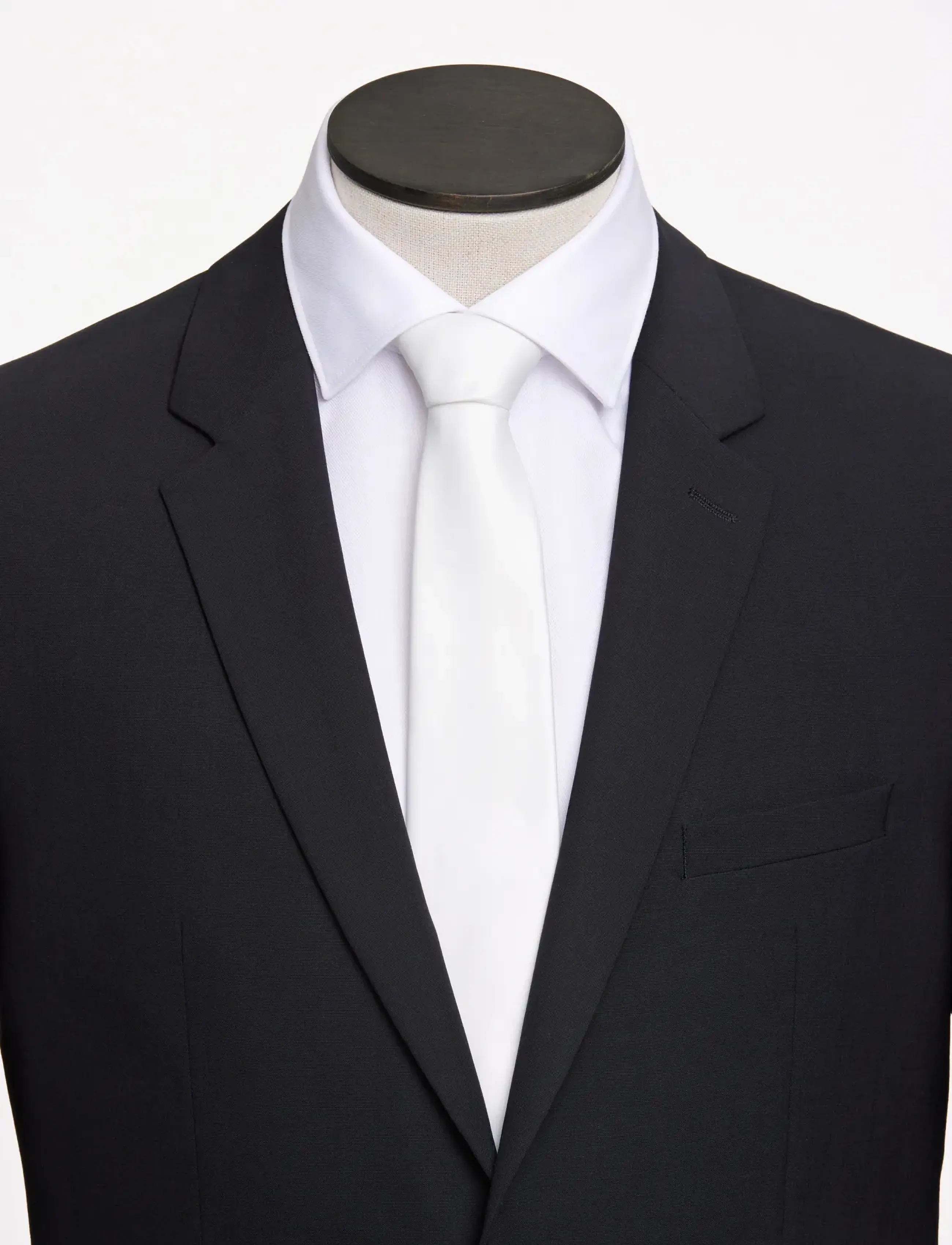 Lindbergh Black - Polyester tie 7 cm - slips - white - 3