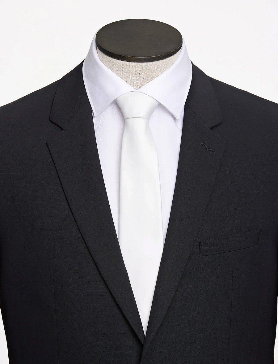 Lindbergh Black - Polyester tie 7 cm - slips - white - 3