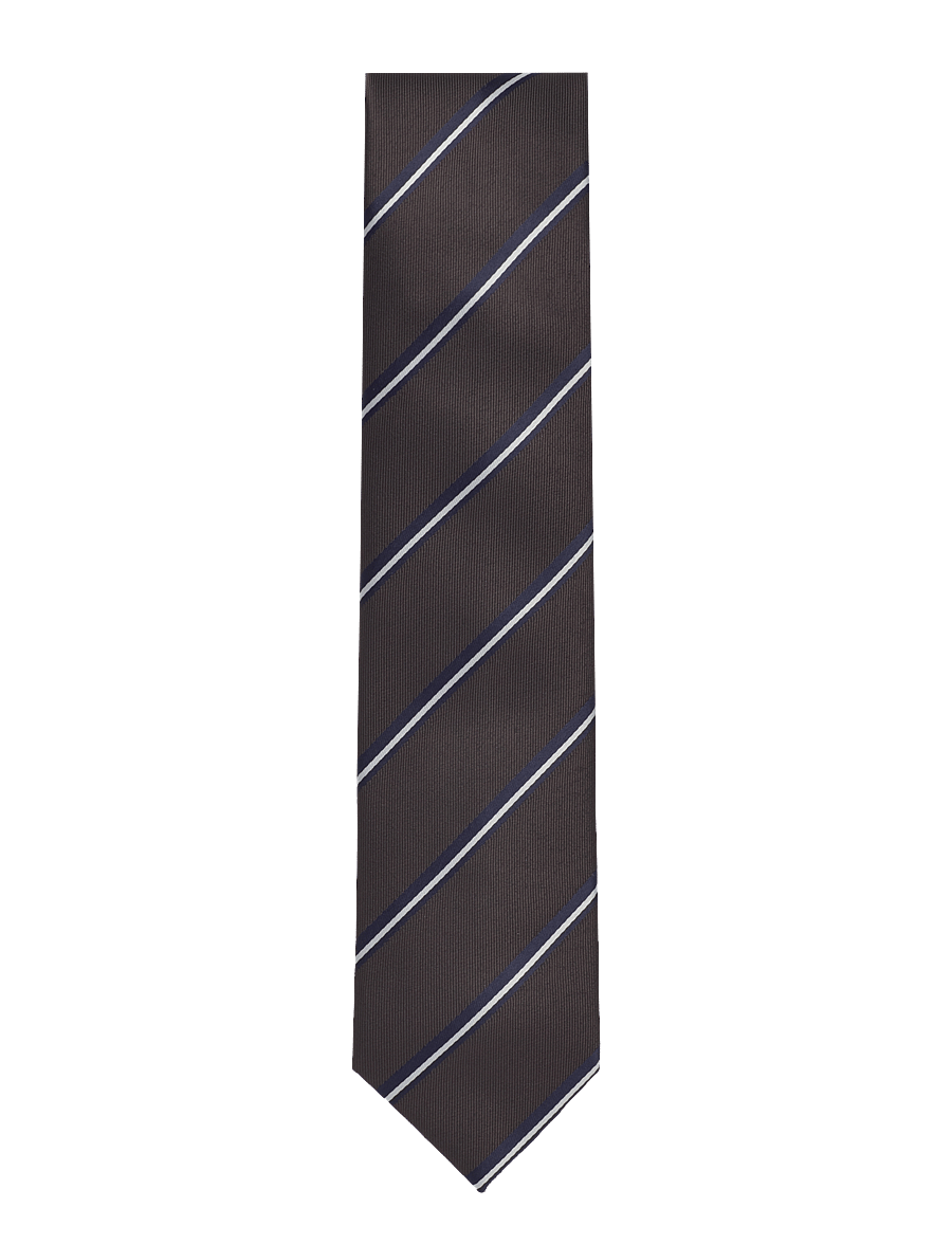 Lindbergh Black - Polyester tie with stripe 7 cmPolyester tie with stripe 7 cm - krawatten - mocca - 0