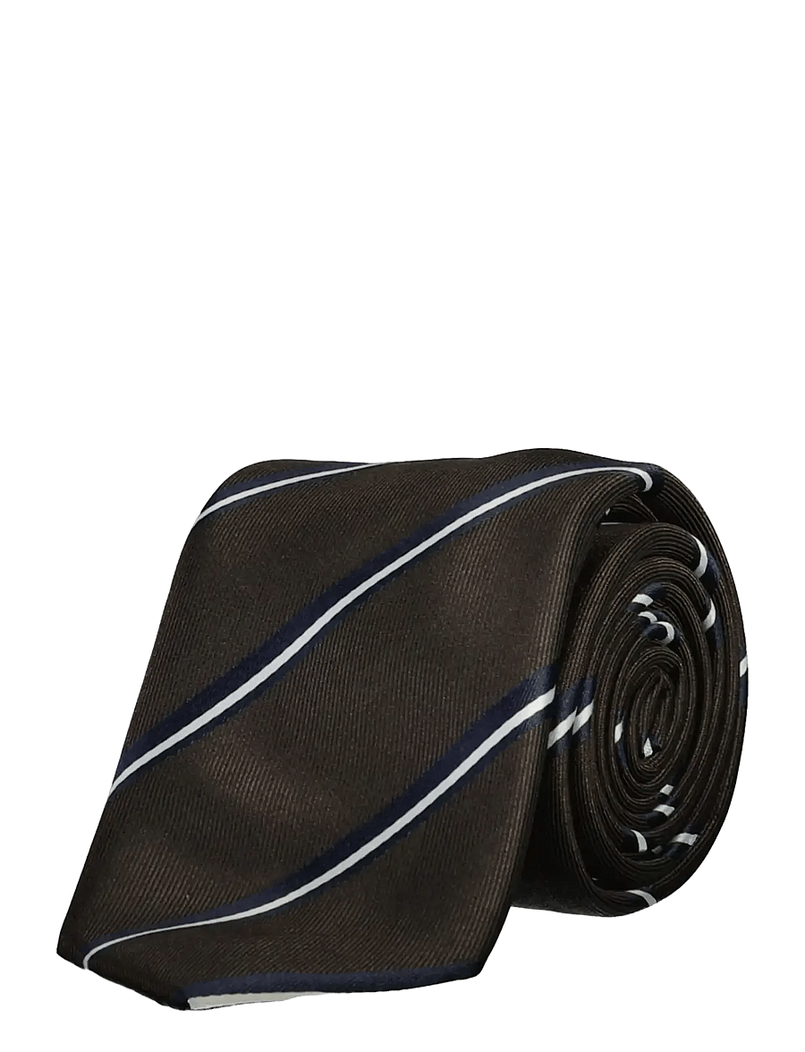 Lindbergh Black - Polyester tie with stripe 7 cmPolyester tie with stripe 7 cm - krawatten - mocca - 0