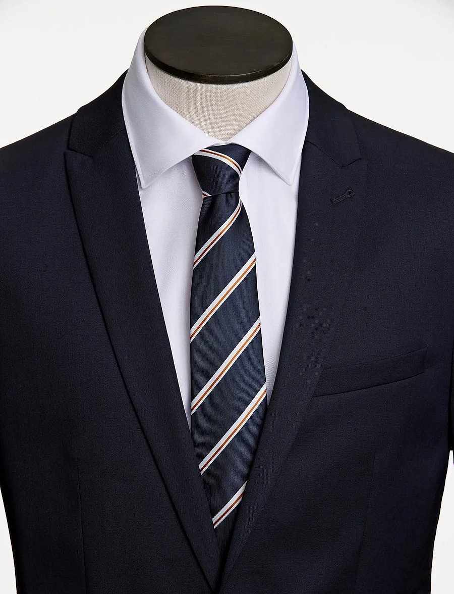 Lindbergh Black - Polyester tie with stripe 7 cmPolyester tie with stripe 7 cm - lipsud - navy - 2