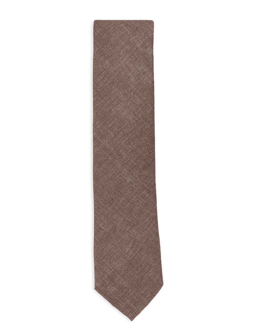 Lindbergh Black - Structured tencel tie 7 cm - lipsud - mocca - 0