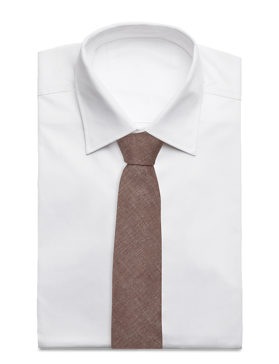 Lindbergh Black - Structured tencel tie 7 cm - lipsud - mocca - 1