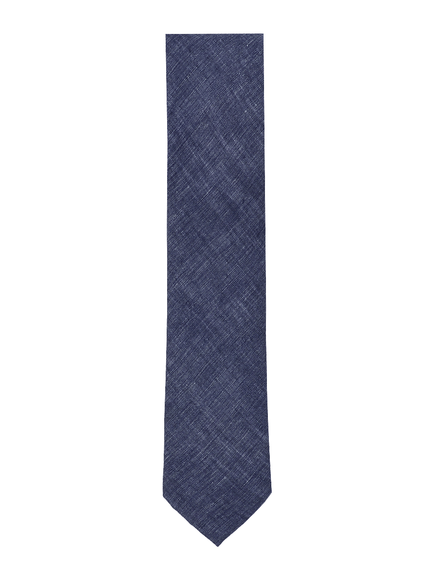 Lindbergh Black - Structured tencel tie 7 cm - lipsud - navy - 0