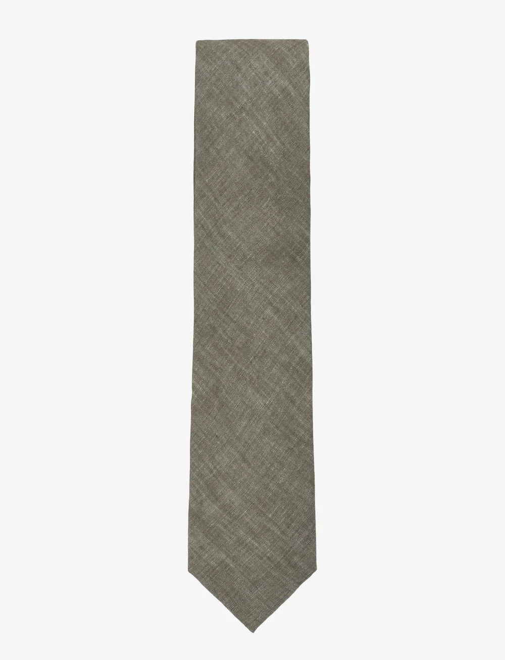 Lindbergh Black - Structured tencel tie 7 cm - ties - olive - 0