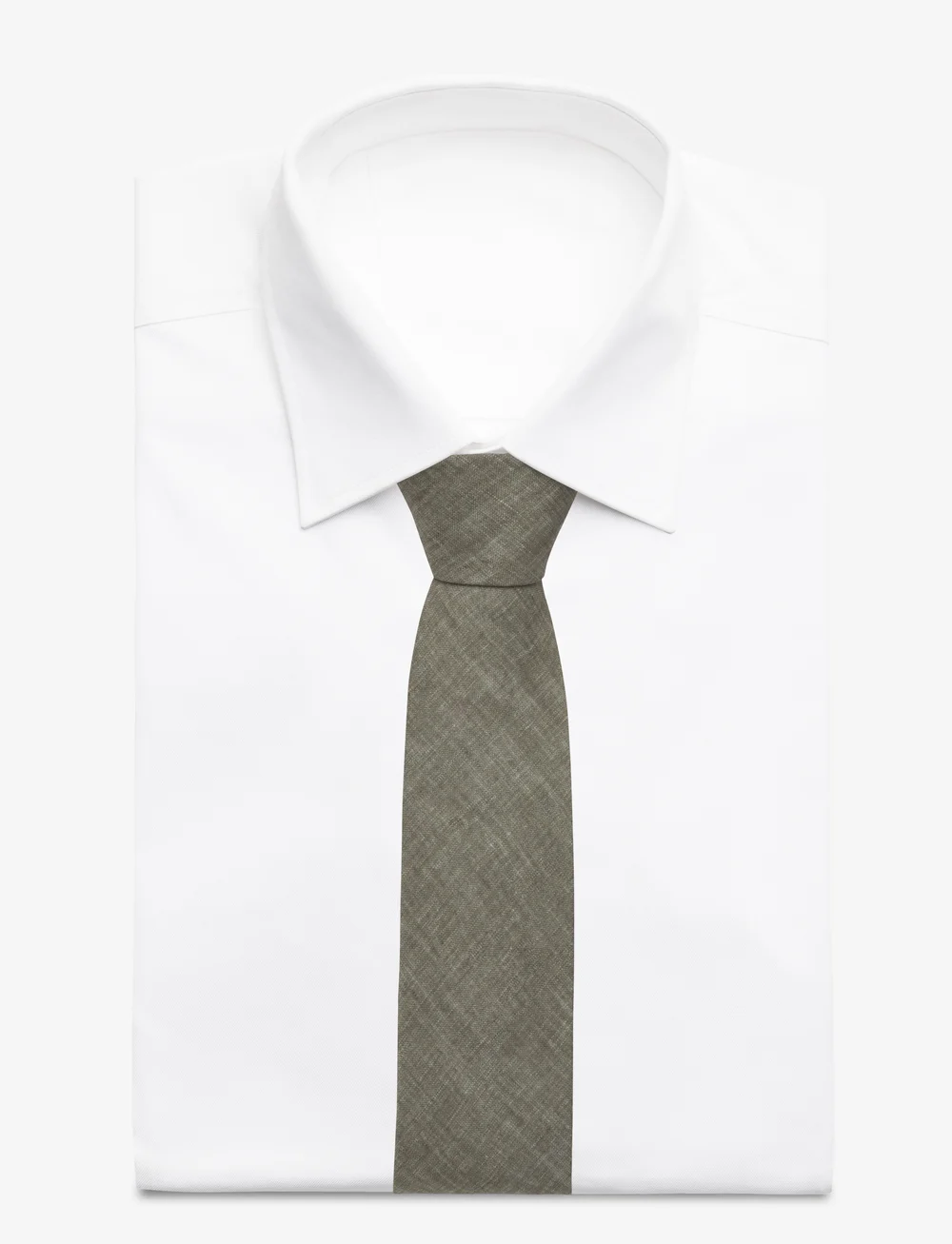 Lindbergh Black - Structured tencel tie 7 cm - ties - olive - 1