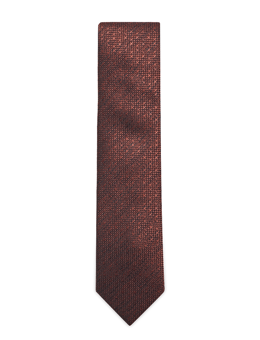 Lindbergh Black - Structured linen blend tie 7 cmStructured linen blend tie 7 cm - slips - burnt orange - 0