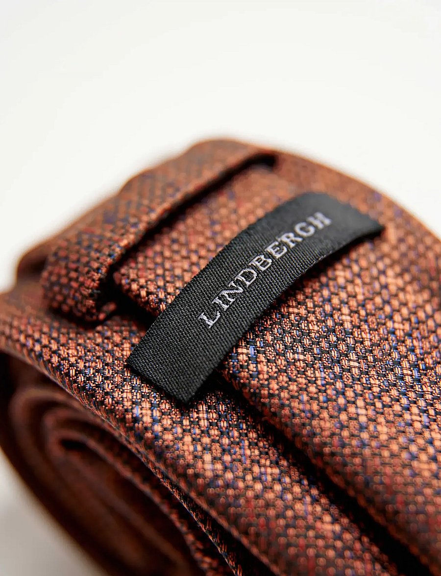 Lindbergh Black - Structured linen blend tie 7 cmStructured linen blend tie 7 cm - lipsud - burnt orange - 1