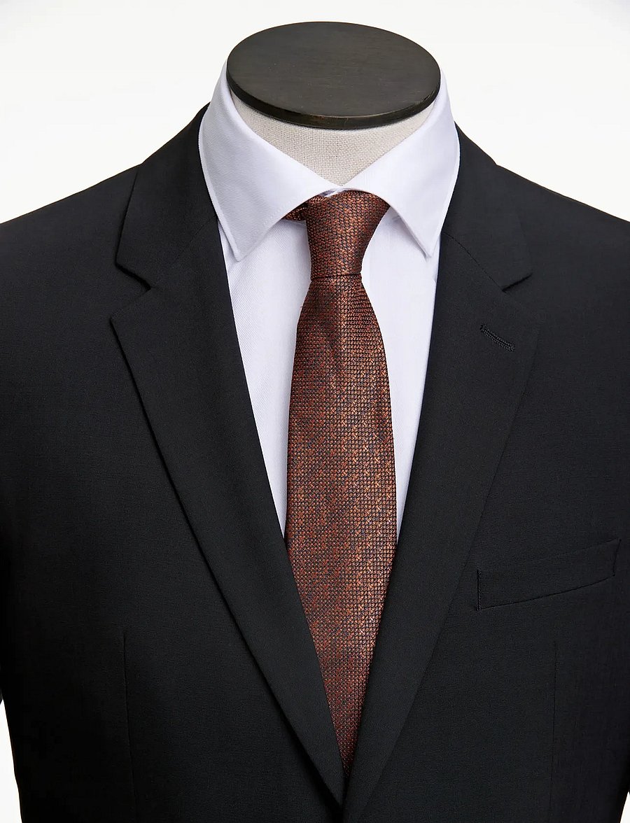 Lindbergh Black - Structured linen blend tie 7 cmStructured linen blend tie 7 cm - lipsud - burnt orange - 2