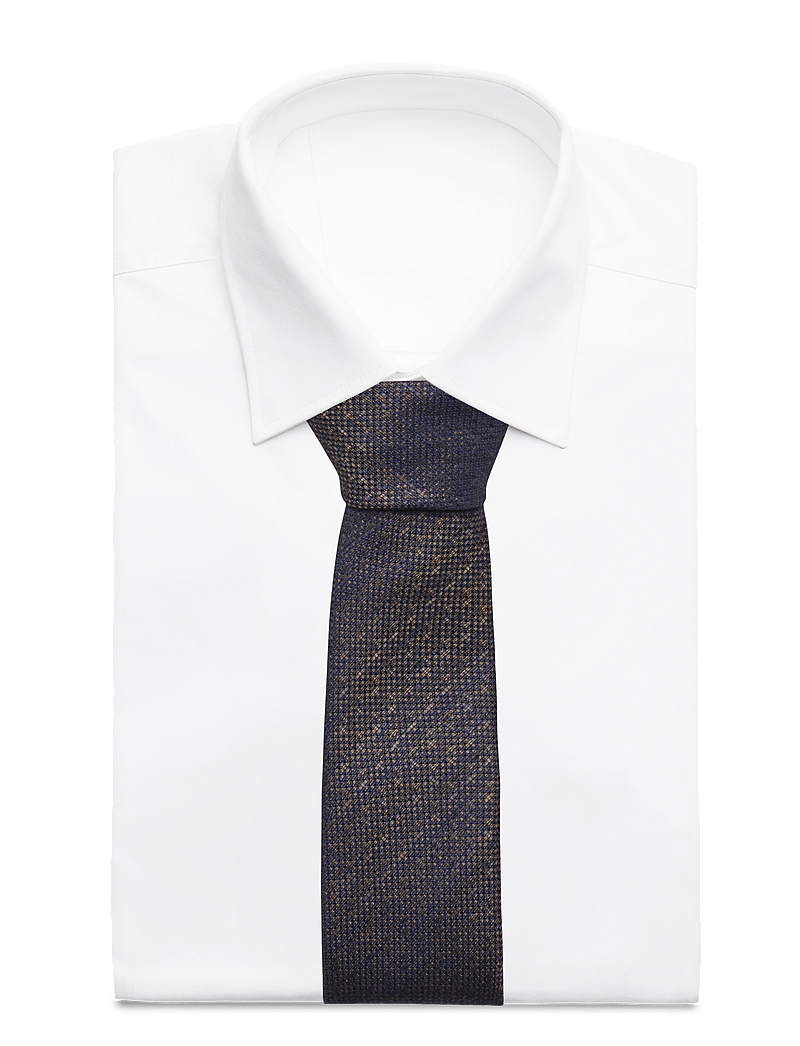 Lindbergh Black - Structured linen blend tie 7 cmStructured linen blend tie 7 cm - krawatten - mocca navy - 1