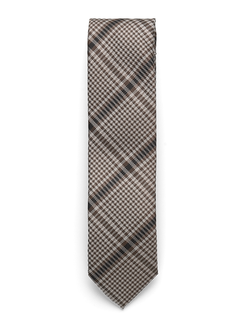Lindbergh Black - Checked tie 7 cm - krawatten - brown - 0