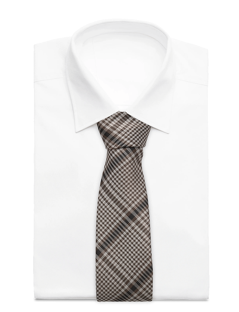 Lindbergh Black - Checked tie 7 cm - krawatten - brown - 1