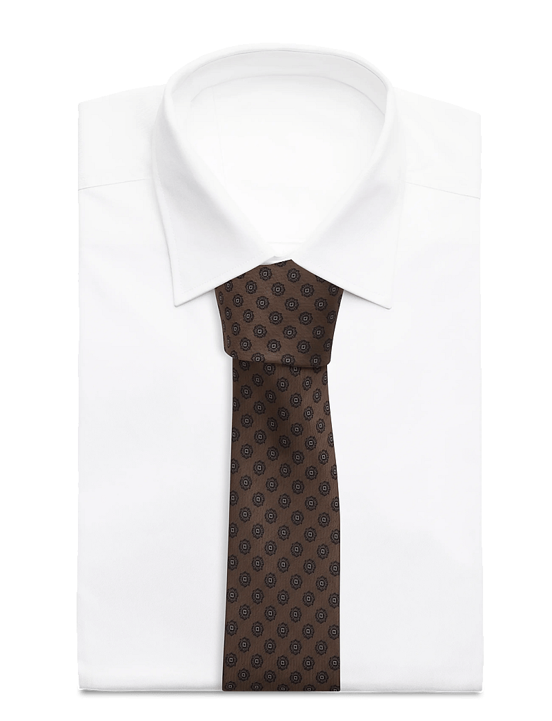 Lindbergh Black - Tie with pattern 7 cm - krawatten - brown - 1