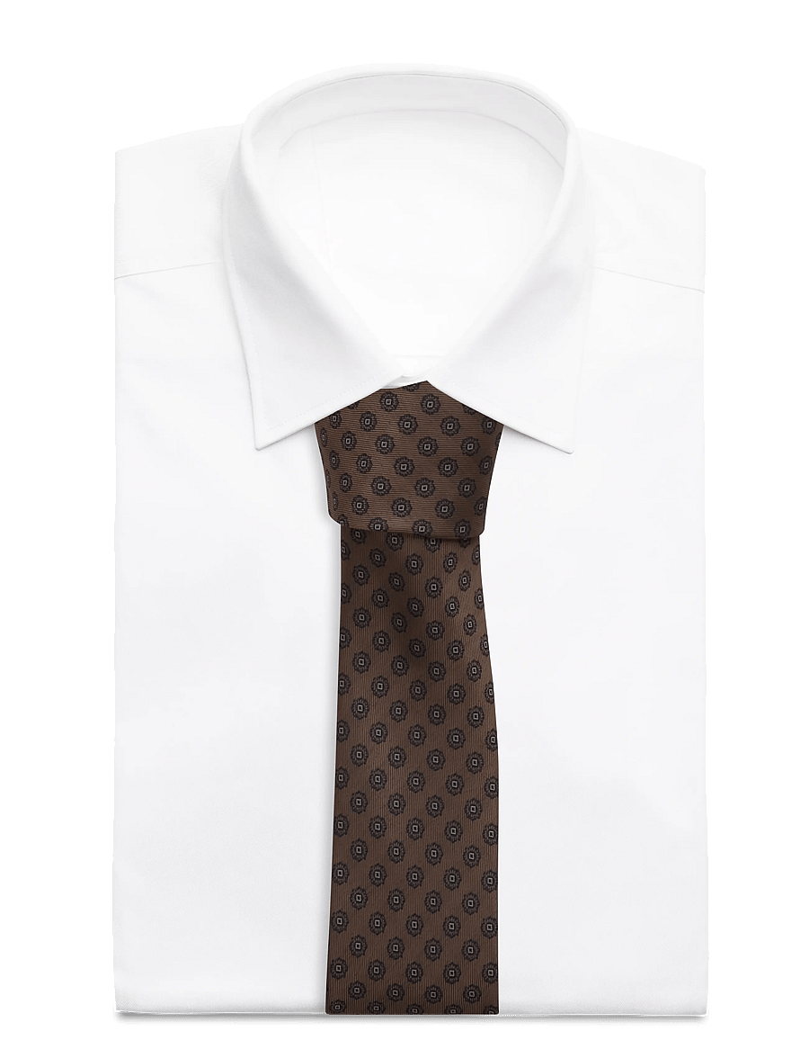 Lindbergh Black - Tie with pattern 7 cm - kravatit - brown - 1
