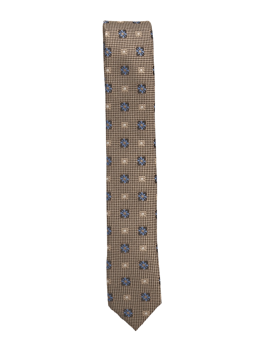 Lindbergh Black - Flower pattern Tie 5 cm - krawatten - camel - 0