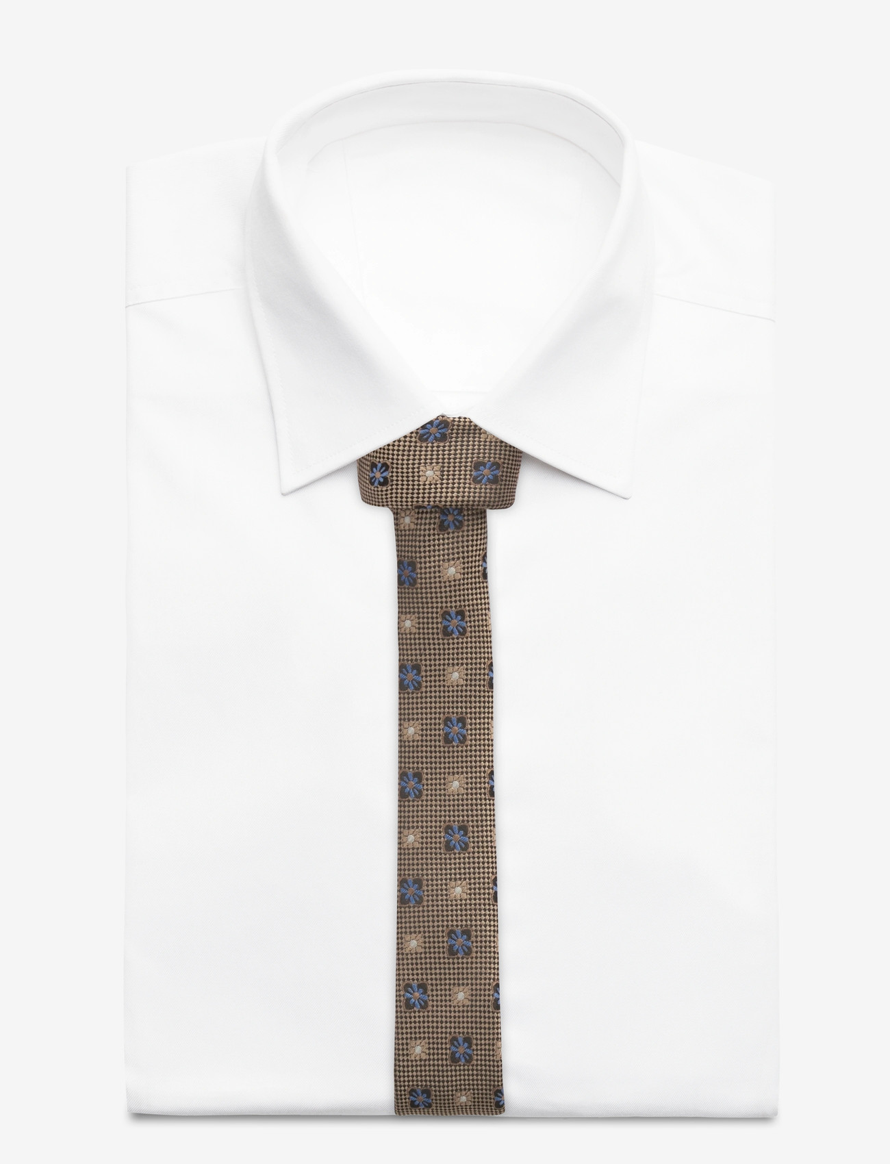 Lindbergh Black - Flower pattern Tie 5 cm - slips - camel - 1