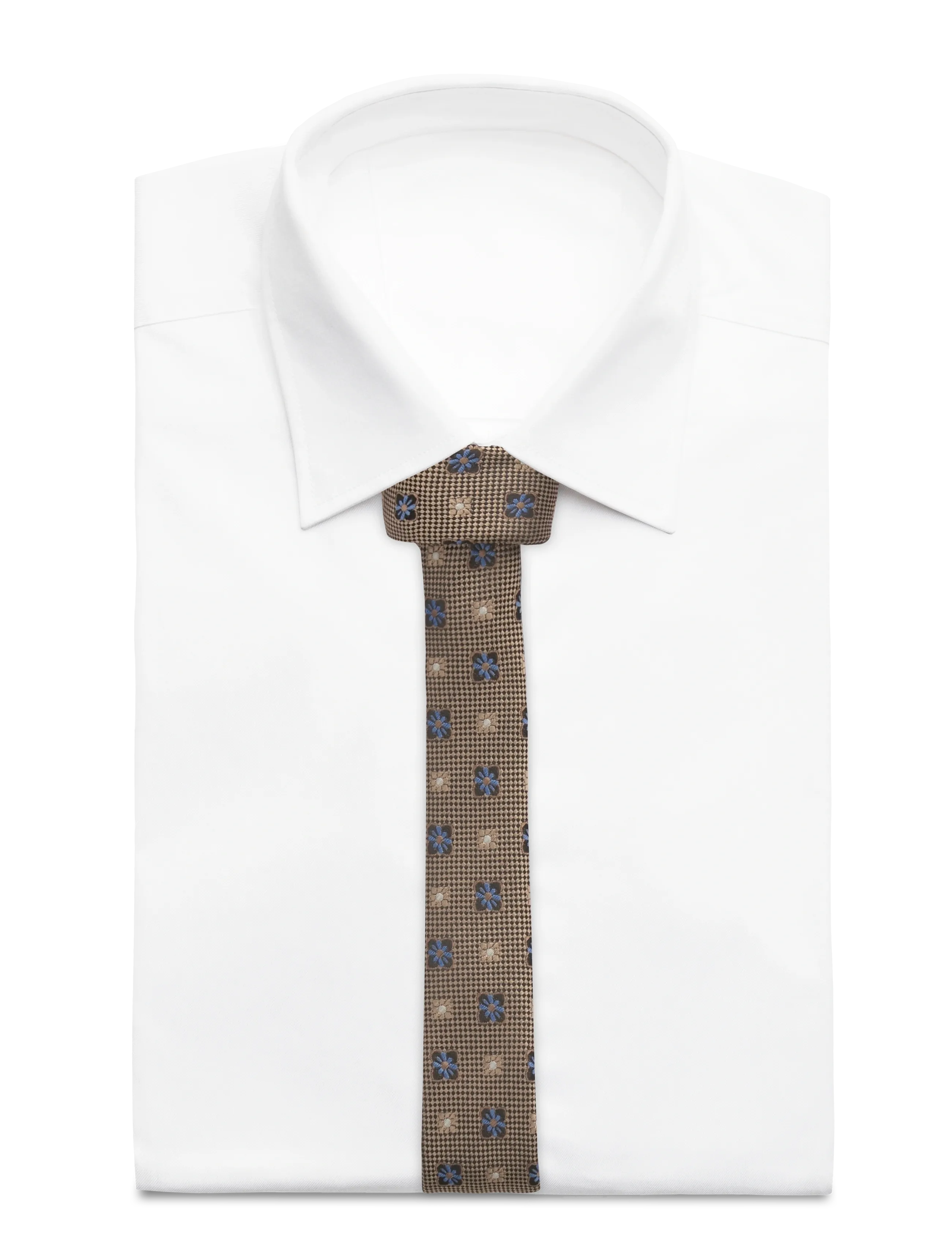 Lindbergh Black - Flower pattern Tie 5 cm - laagste prijzen - camel - 1