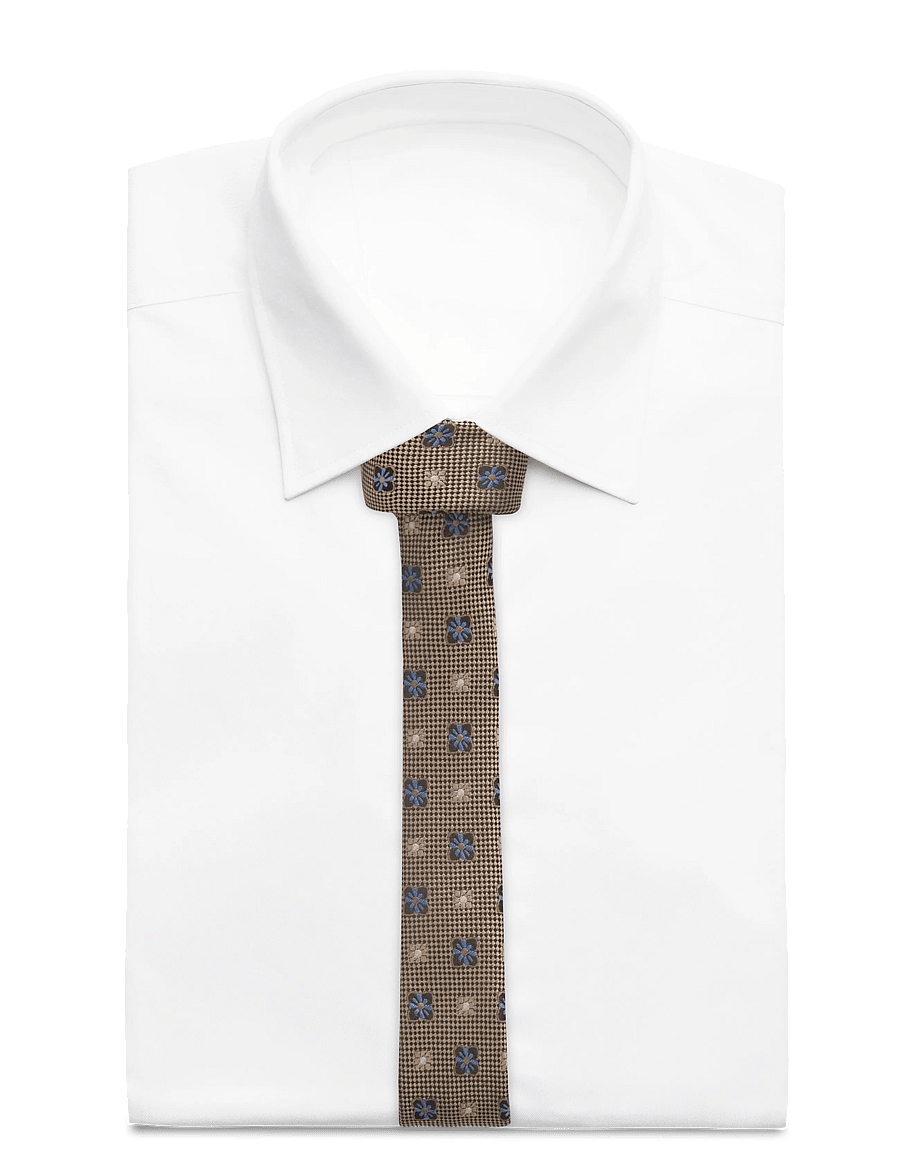 Lindbergh Black - Flower pattern Tie 5 cm - krawatten - camel - 1