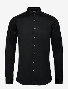 Plain fine twill shirt, WF LS, Lindbergh Black