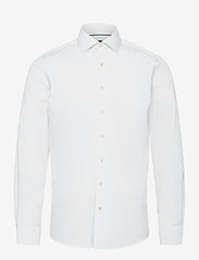 Lindbergh Black - Plain fine twill shirt, WF LS - peruskauluspaidat - white - 0