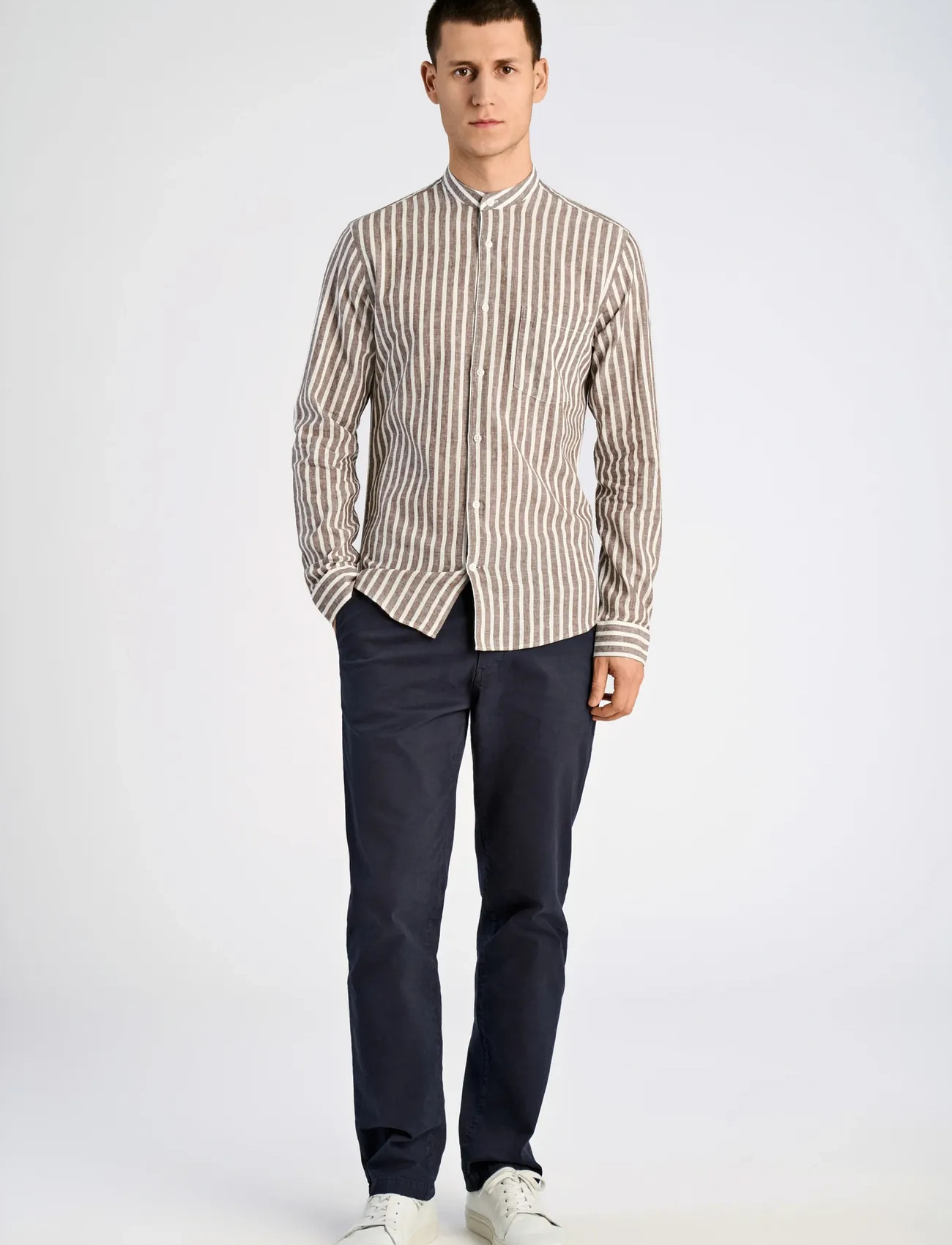 Lindbergh Wide Striped Cotton/Linen Shirt L/S - - S 2