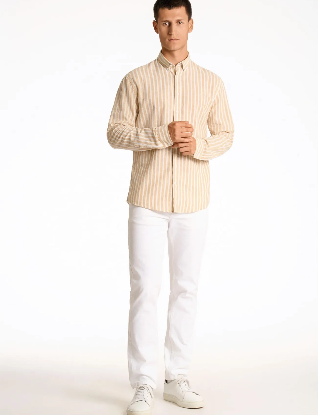 Lindbergh Wide Striped Cotton/Linen Shirt L/S - - S 1