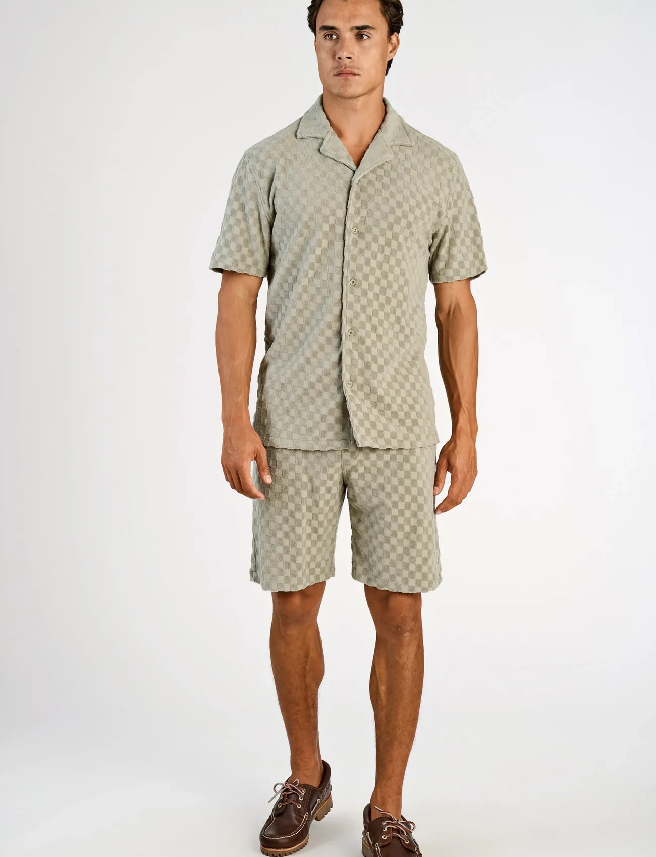 Lindbergh Jacquard Checkered Towel Resort Shi - - S 1
