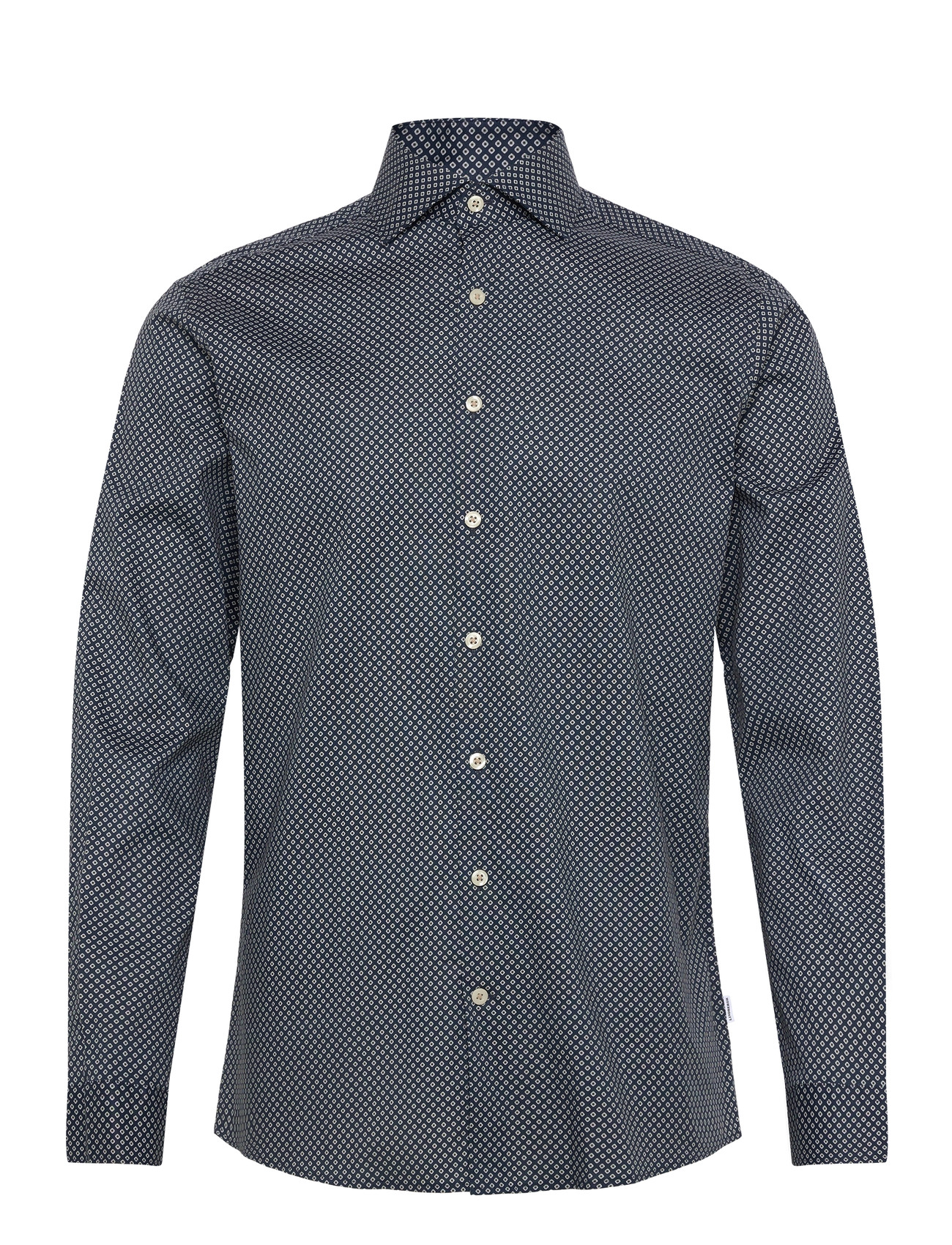 Lindbergh Aop Cotton Superflex Shirt L/S - Navy - S 2