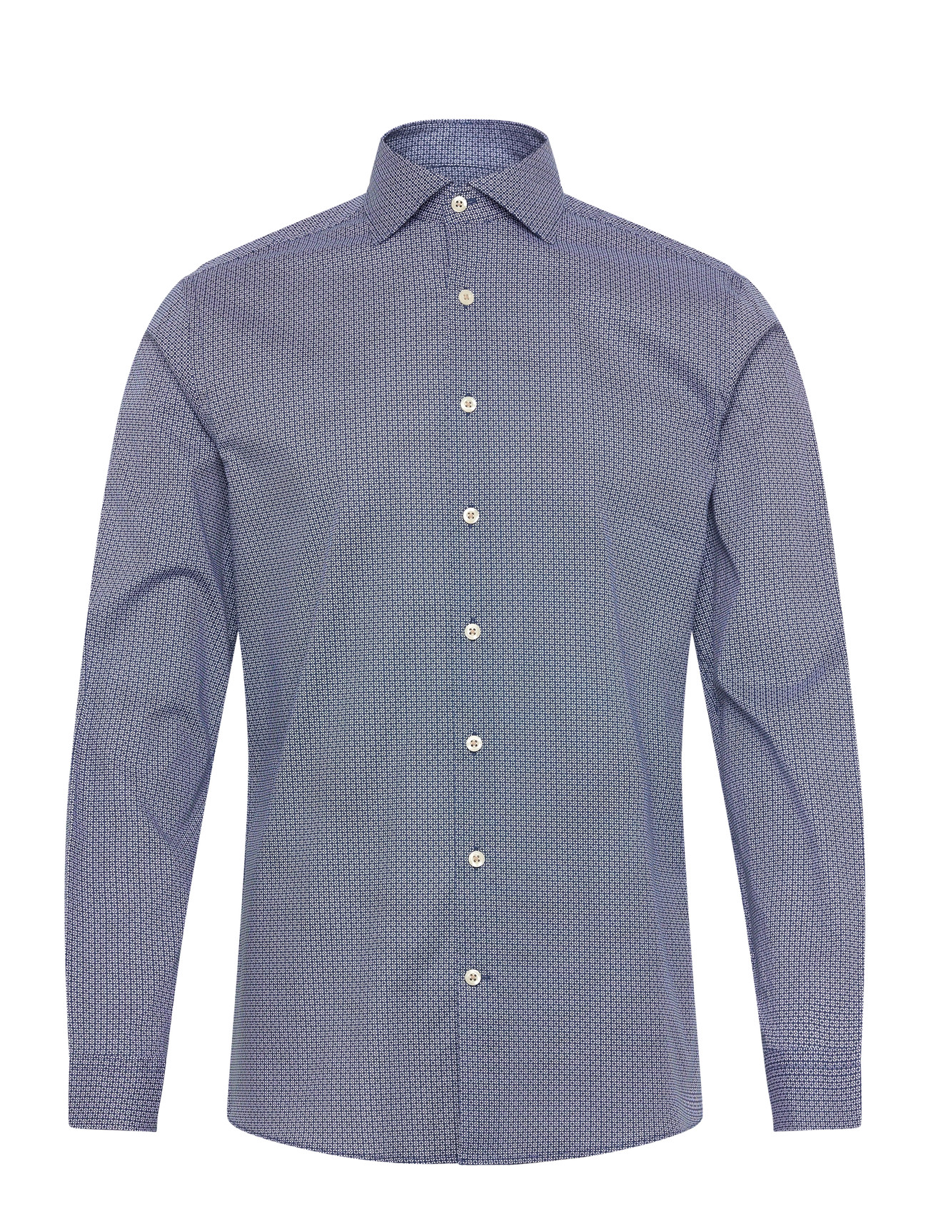 Lindbergh Aop Cotton Superflex Shirt L/S - Navy - S 1