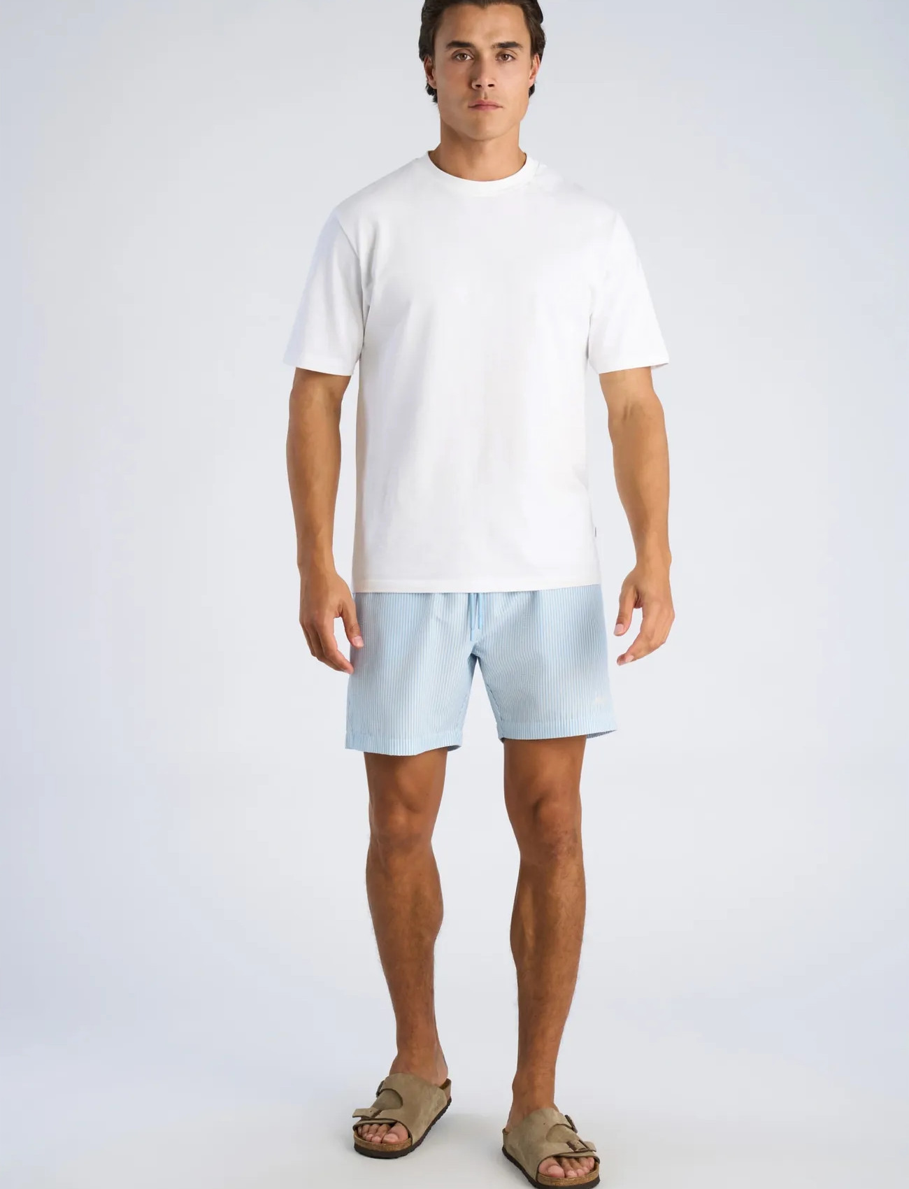 Lindbergh Striped Seersucker Swim Shorts - - S 1