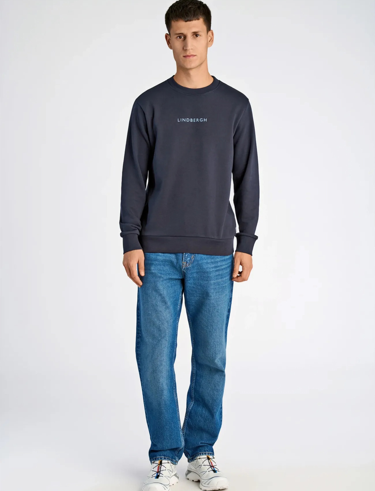 Lindbergh Logo Chest Print O-Neck Sweat - - S 1