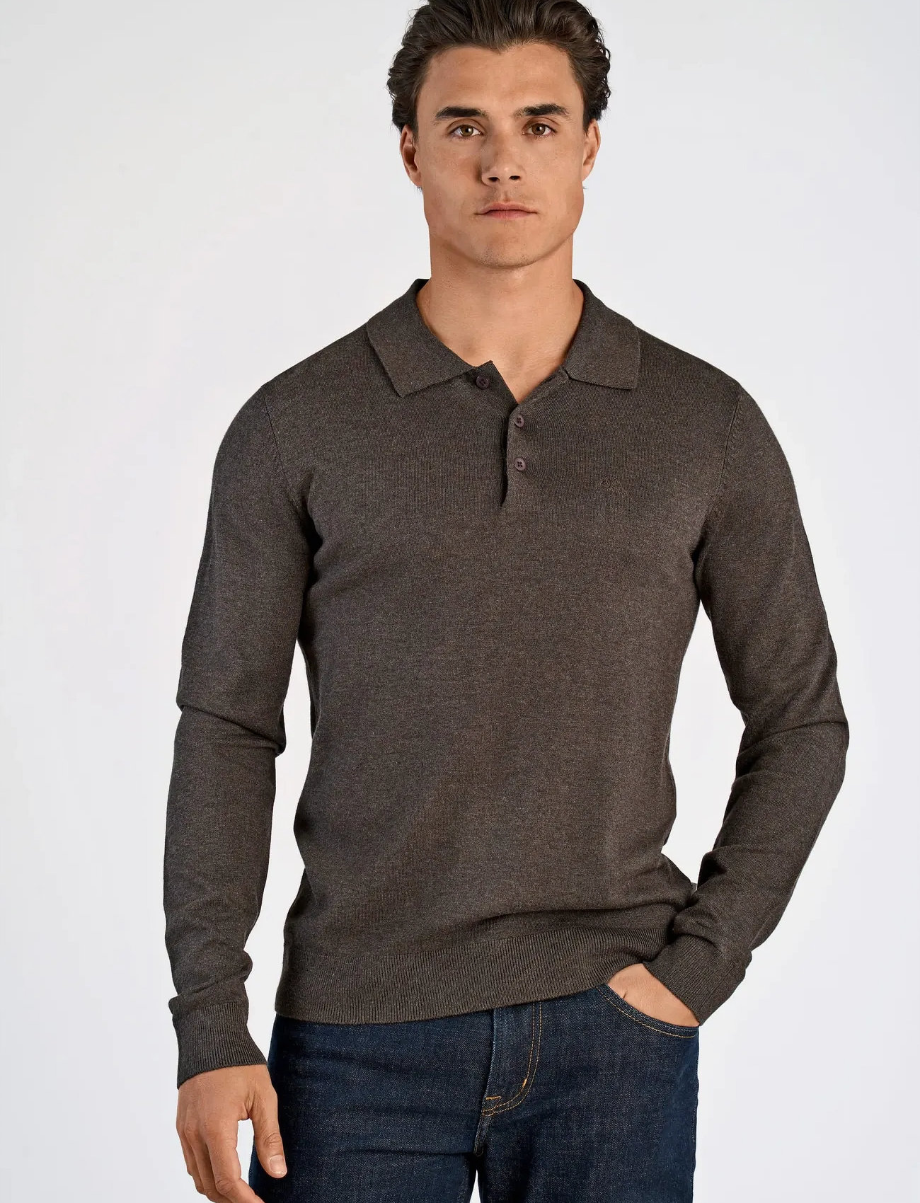 Lindbergh Long Sleeve Knitted Poloshirt - - M 1