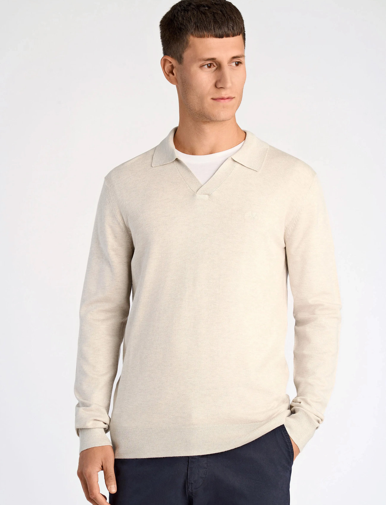 Lindbergh Ecovero L/S V-Neck Polo - - S 1
