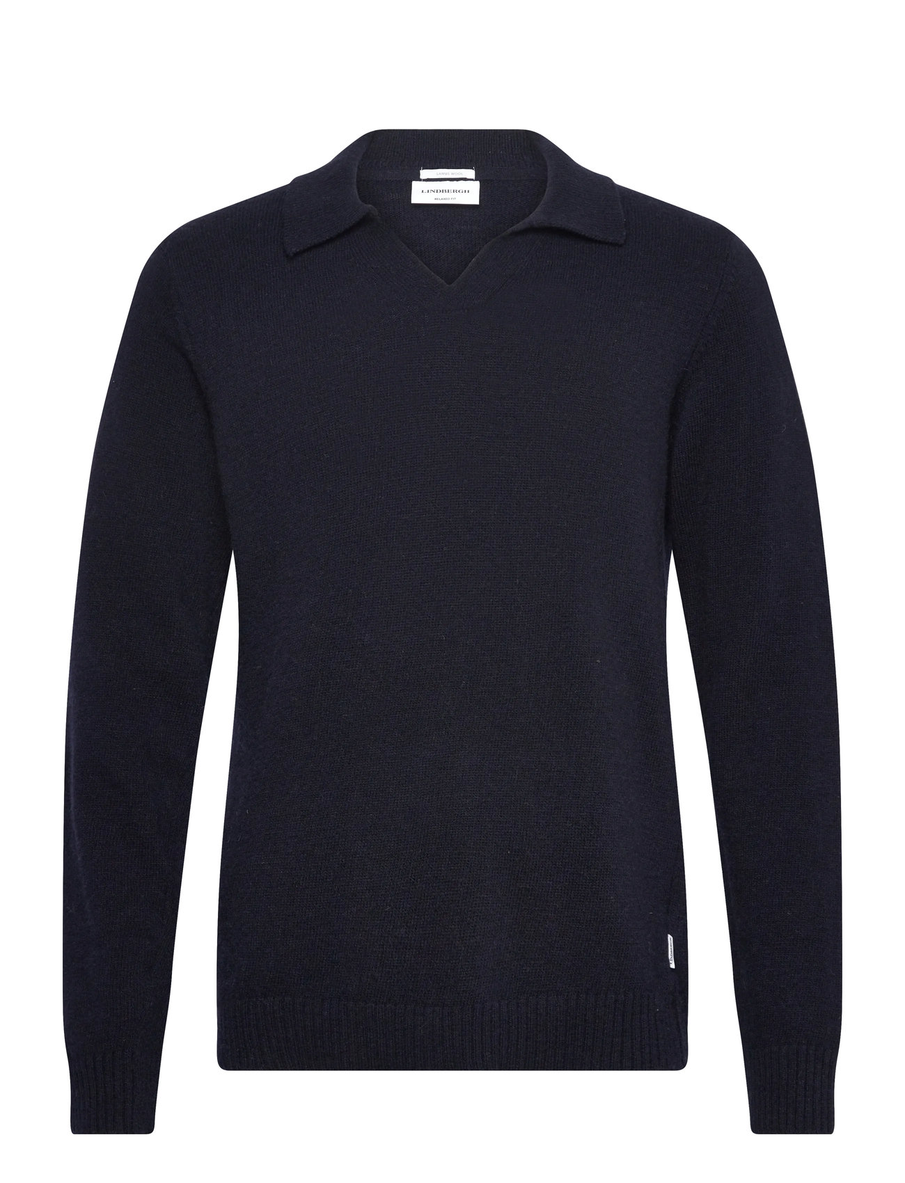 Lindbergh Lambswool L/S V-Neck Polo - Black - S 1