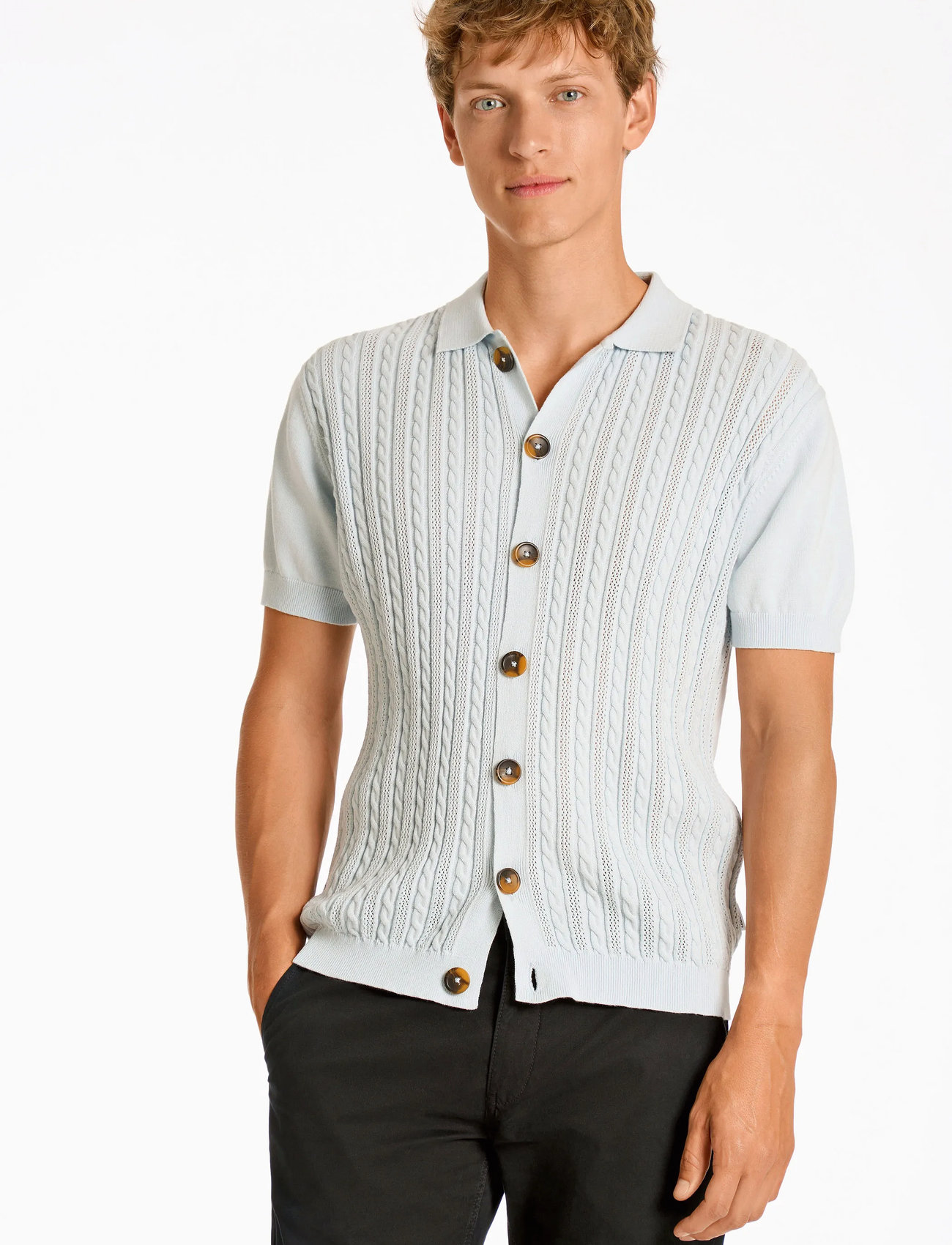 Lindbergh Knitted S/S Cable Cardigan - - M 2