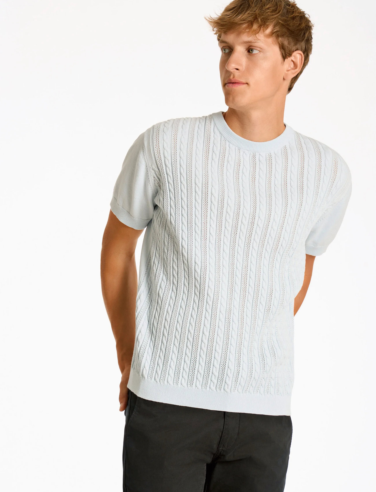 Lindbergh Knitted S/S O-Neck Tee - - L 1