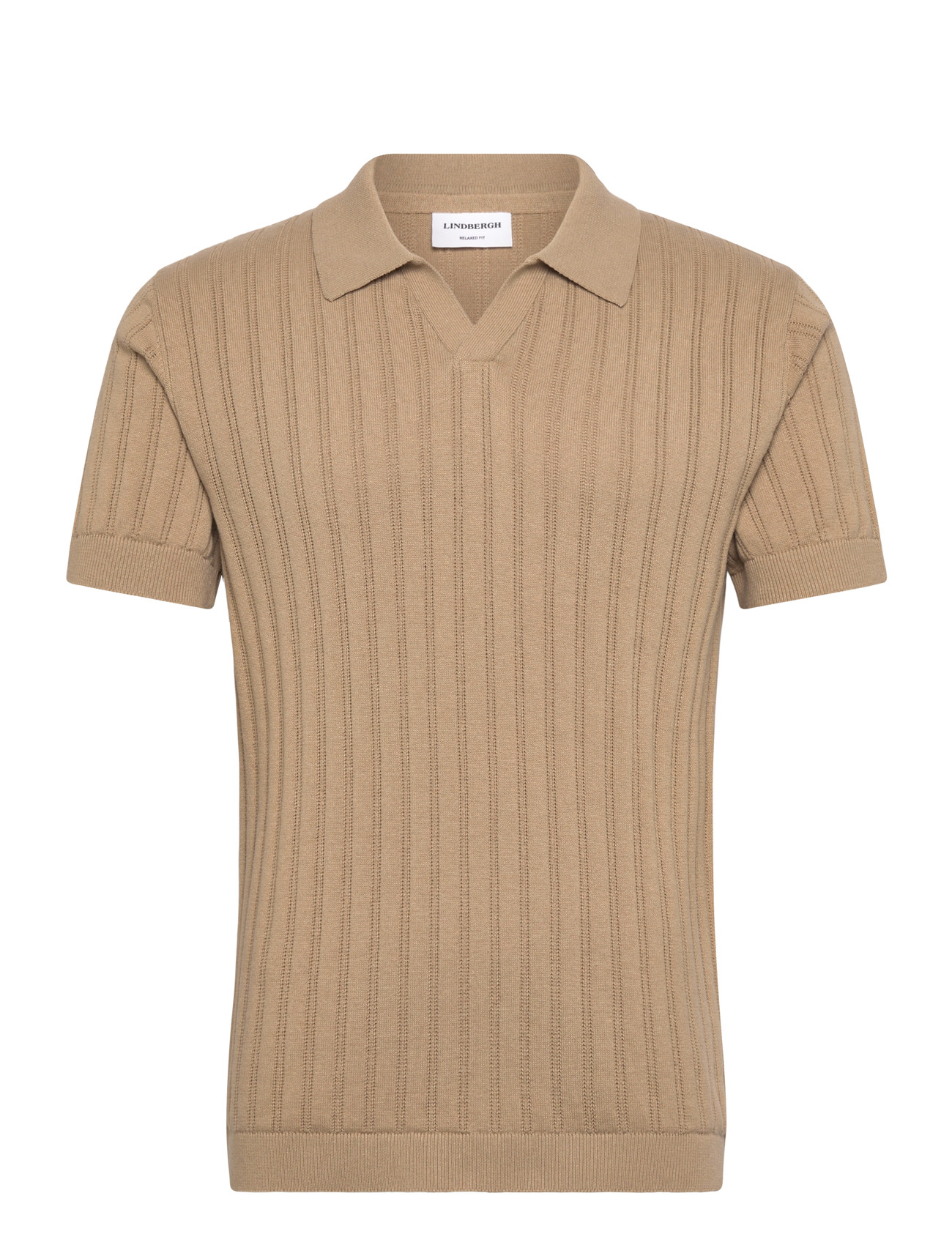 Lindbergh Knitted S/S V-Neck Polo - Cream - S 2