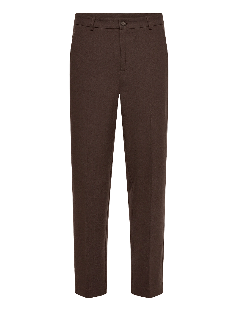 Lindbergh - Superflex brushed melange pants - dressbukser - brown mel - 0