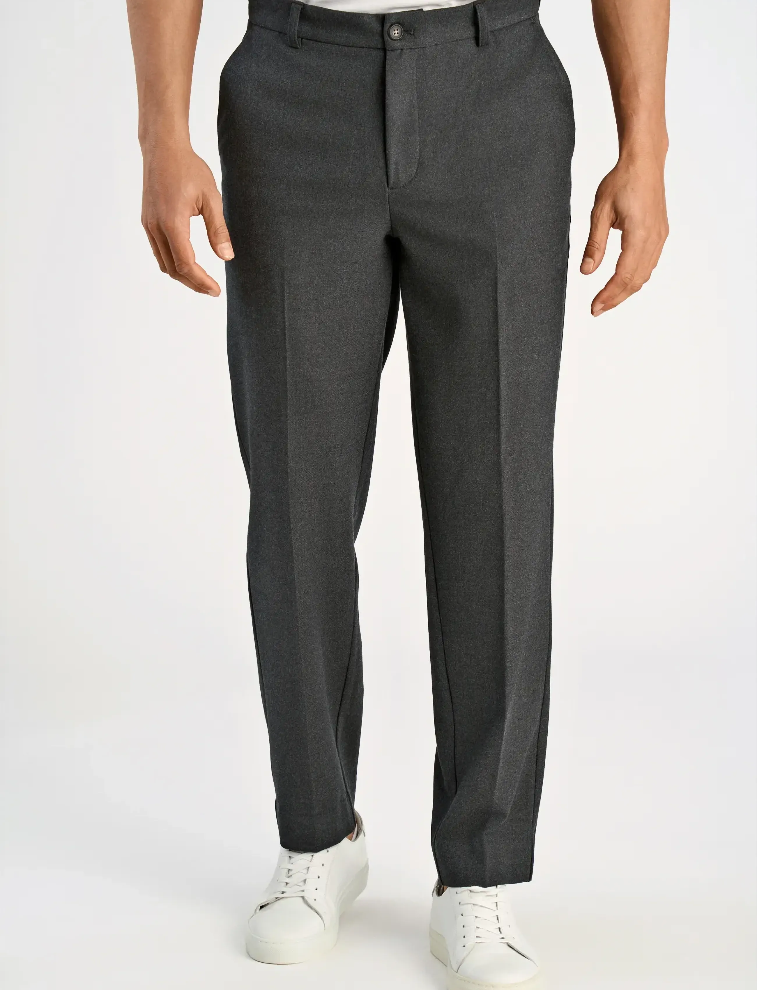 Lindbergh Superflex brushed melange pants - Jakkesæt & Blazere - DK GREY MEL / grey