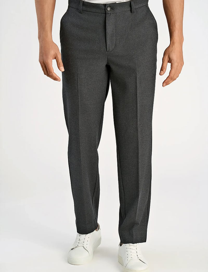 Lindbergh - Superflex brushed melange pants - kostymbyxor - dk grey mel - 0