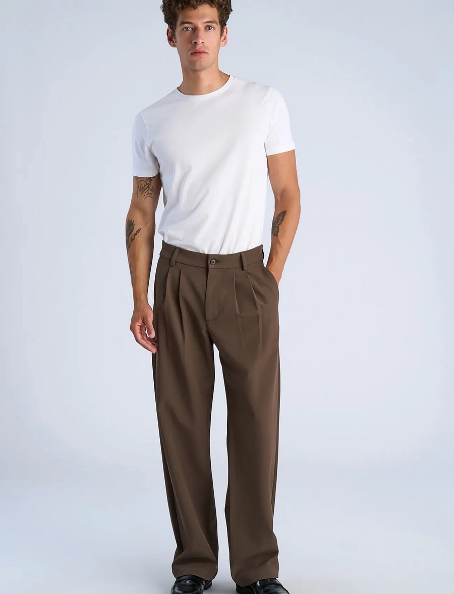 Lindbergh - Superflex double pleated pants - kostymbyxor - brown - 0
