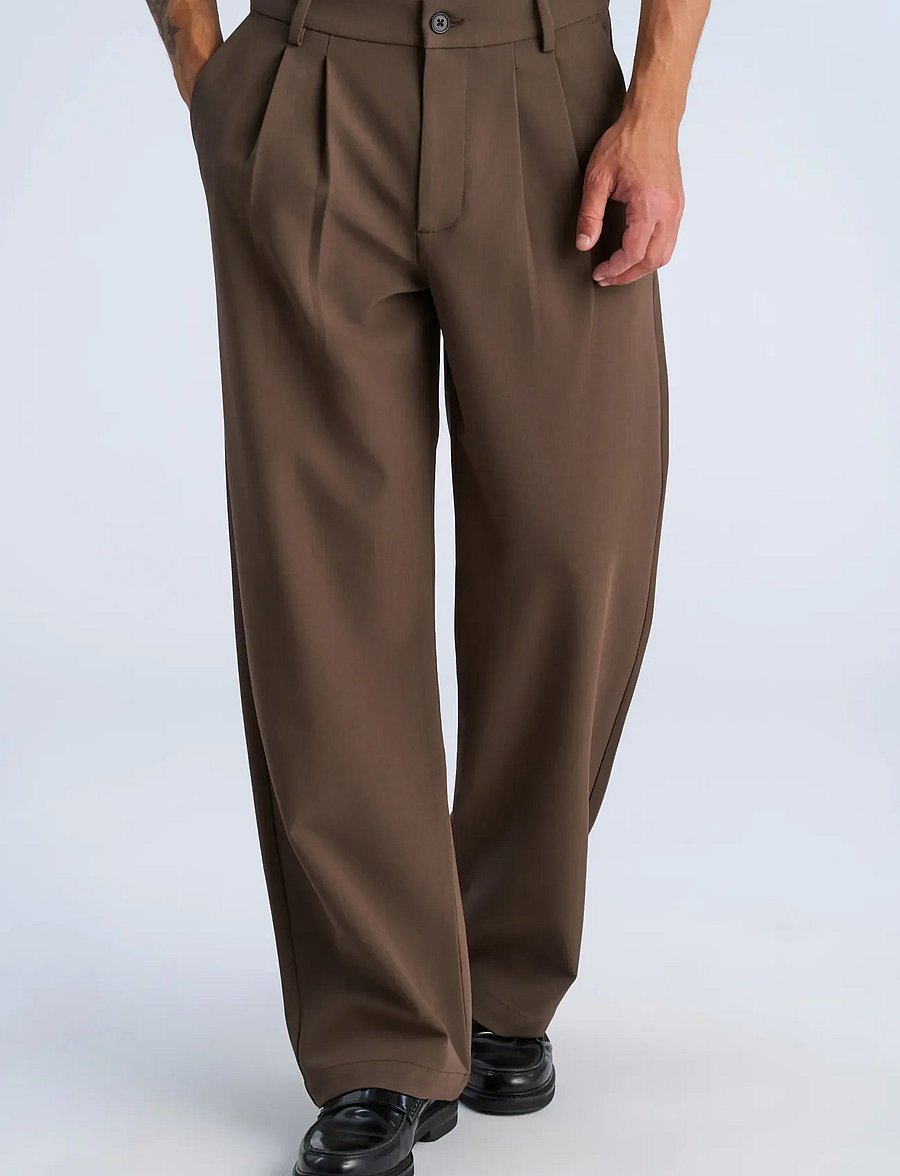 Lindbergh - Superflex double pleated pants - kostymbyxor - brown - 3