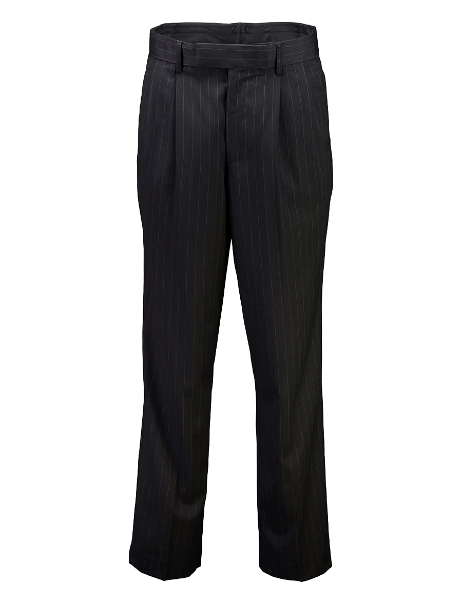 Lindbergh - Striped pleated wide fit pants - suit trousers - dk grey mel - 1