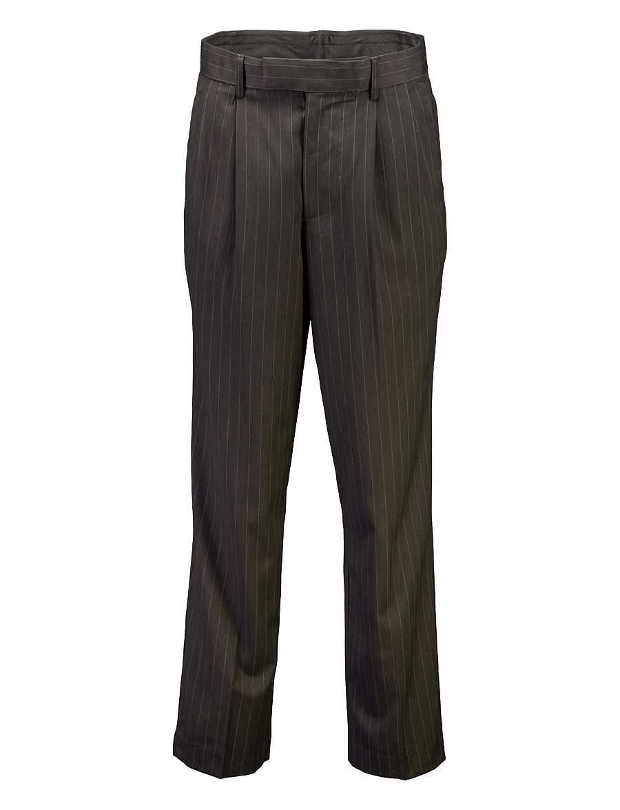 Lindbergh - Striped pleated wide fit pants - suit trousers - dk grey mel - 2