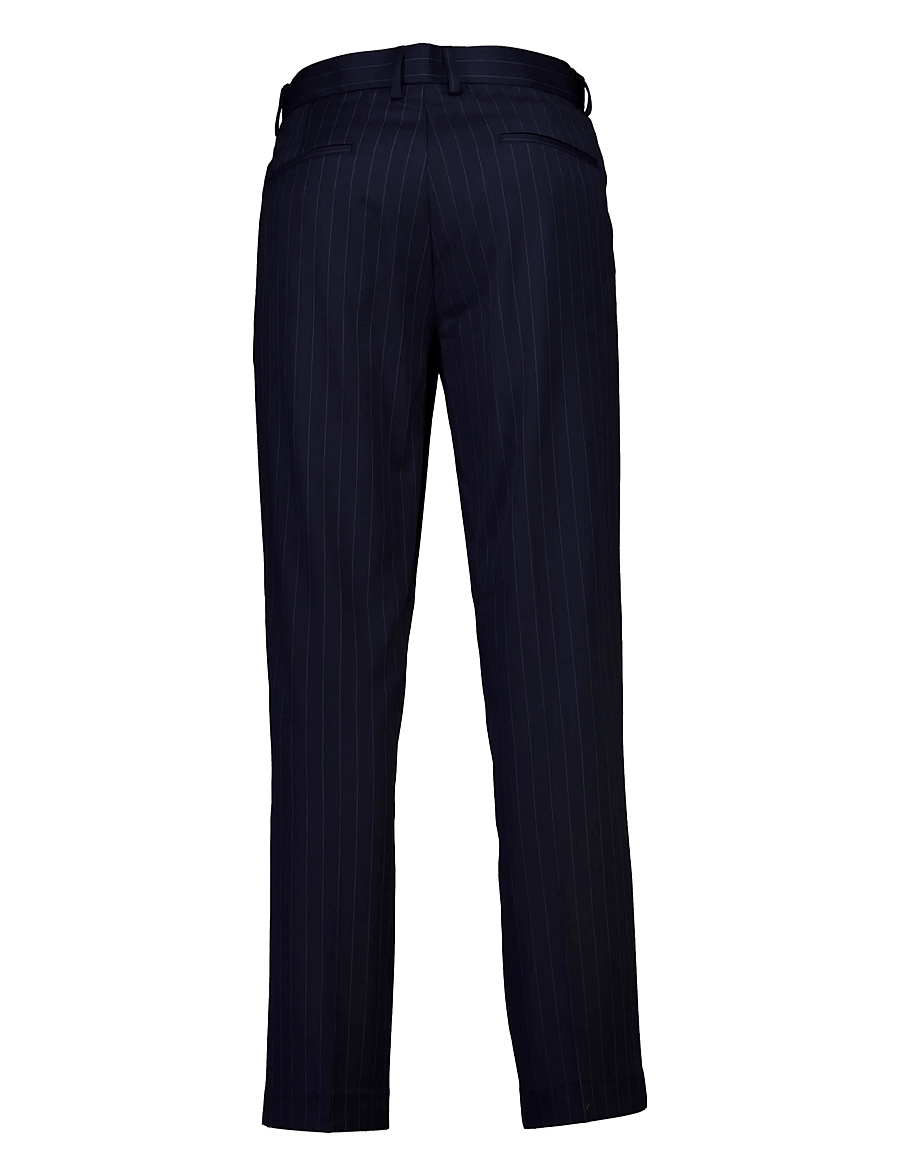 Lindbergh - Striped pleated wide fit pants - suit trousers - navy - 1