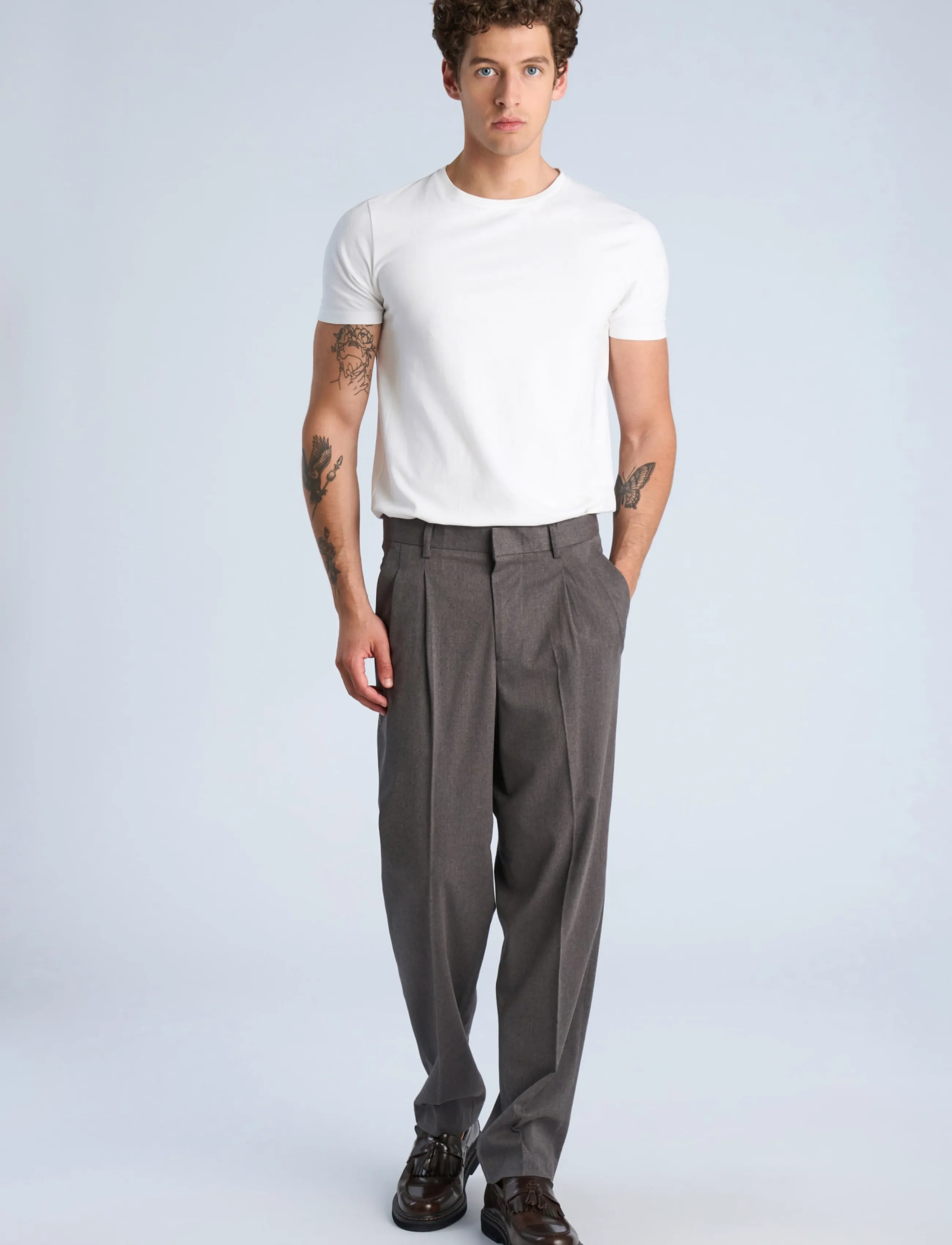 Lt Brushed Pleated Pants