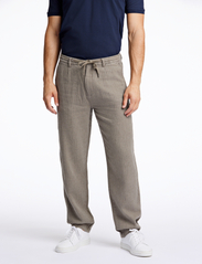 Lindbergh - Linen blend herringbone pants - linen trousers - army - 2
