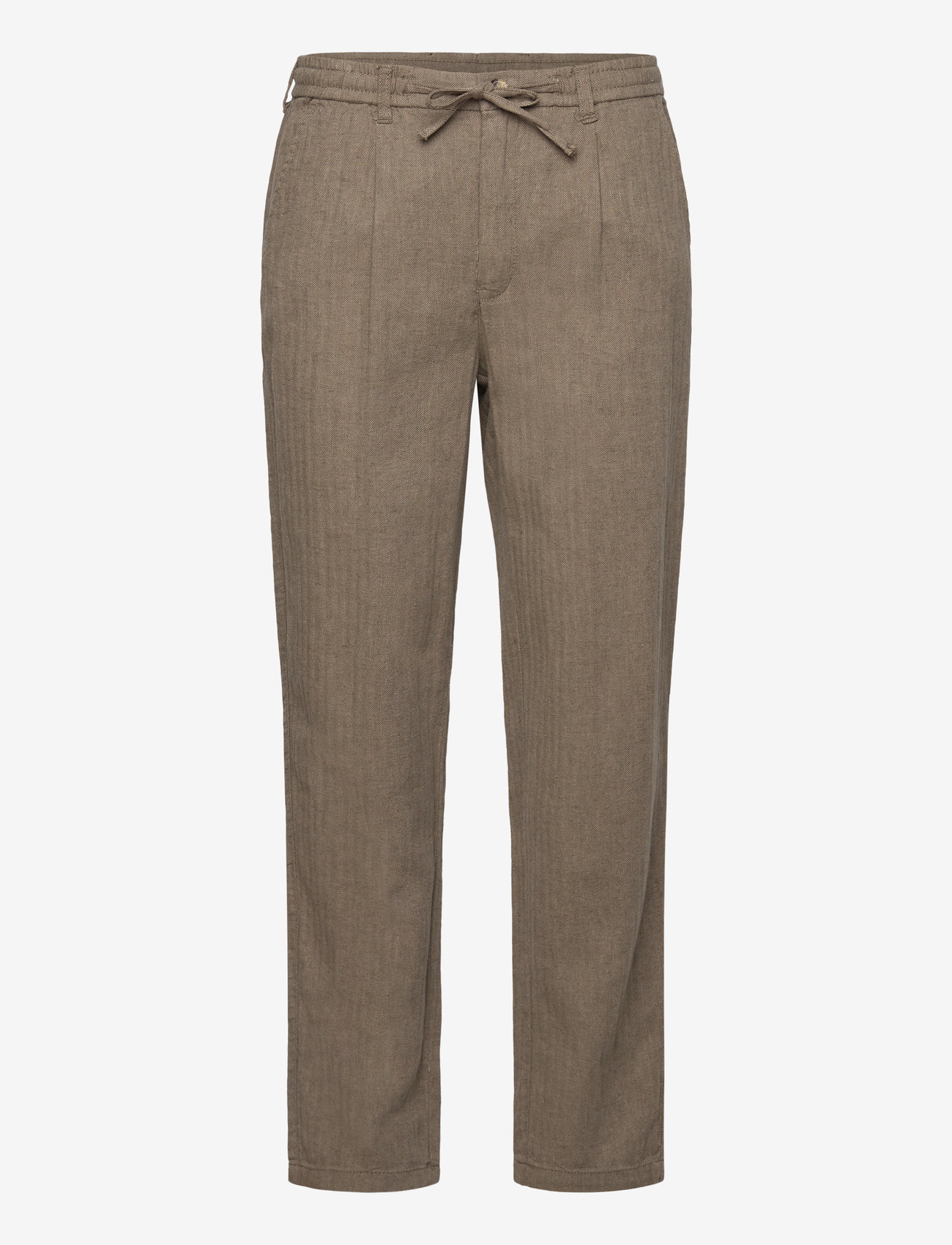 Lindbergh - Linen blend herringbone pants - leinenhosen - army - 0