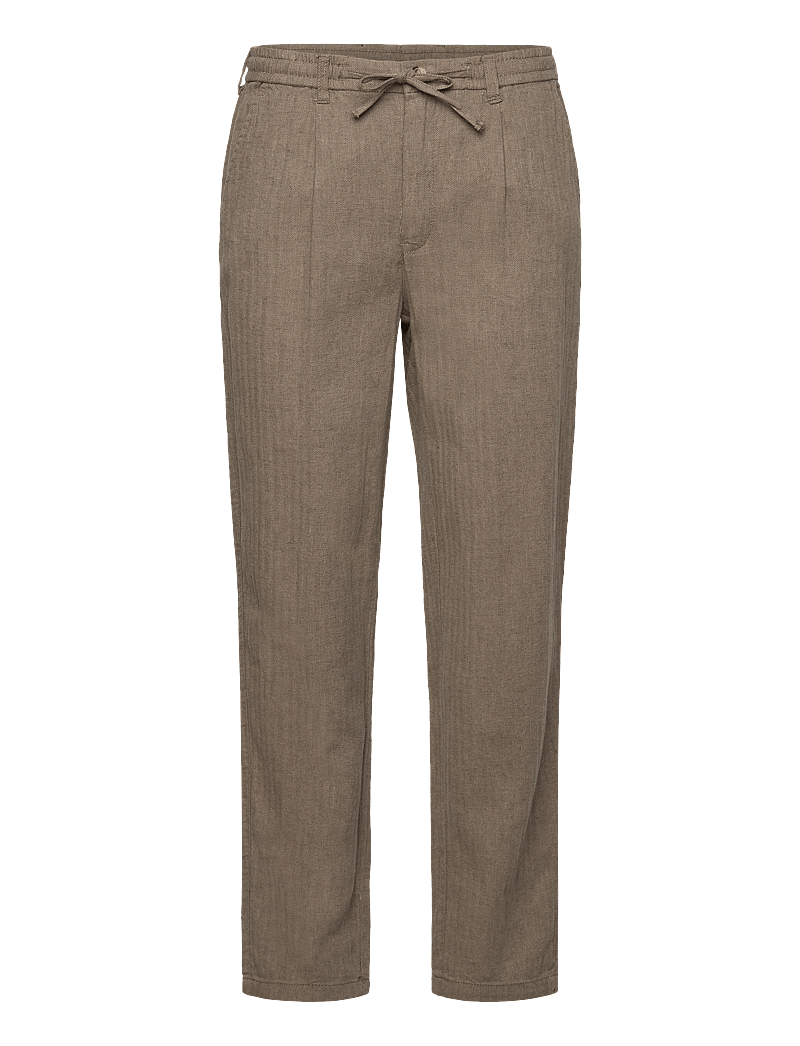 Lindbergh - Linen blend herringbone pants - leinenhosen - army - 0