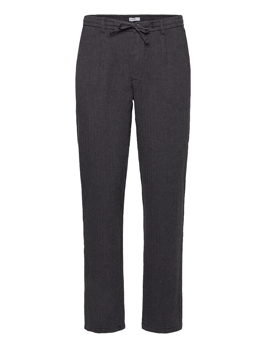 Lindbergh - Linen blend herringbone pants - linen trousers - black - 1